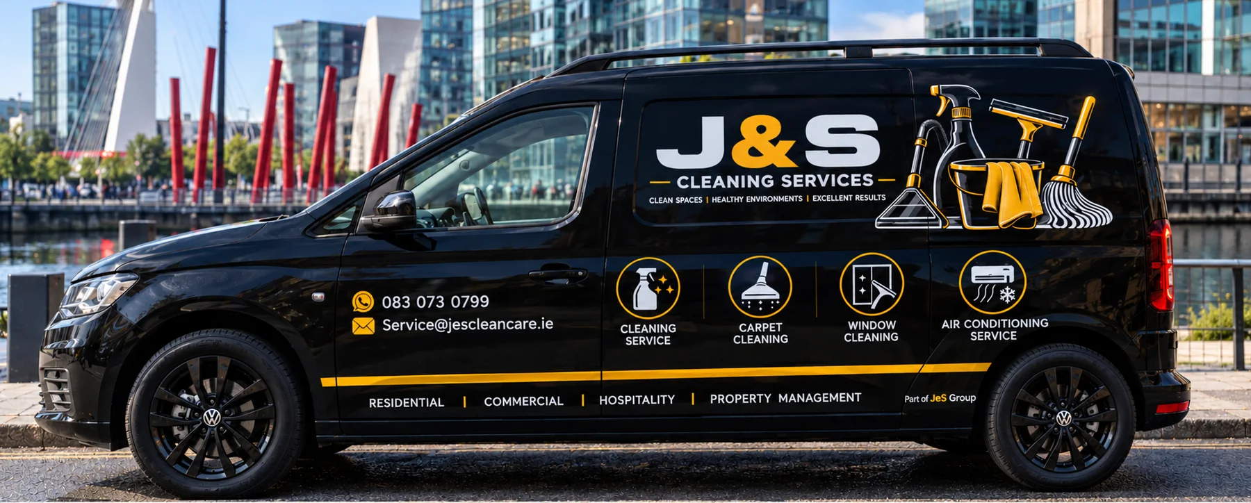 J&S Cleaning Services van in Dublin